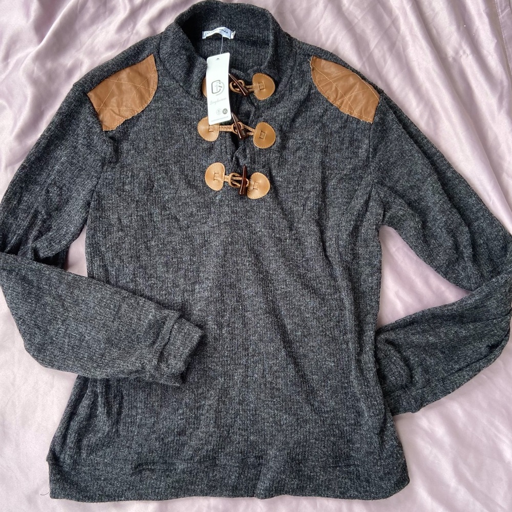 SALE leather accent sweater